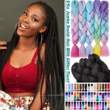 60cm Flechtend Ombre Regenbogen Jumbo Haarverlängerung Synthetisch Alle Farb DE