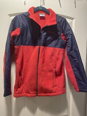 Columbia Fleece Jacket Red/Navy Boys or Girls Large (14-16) Warm Coat