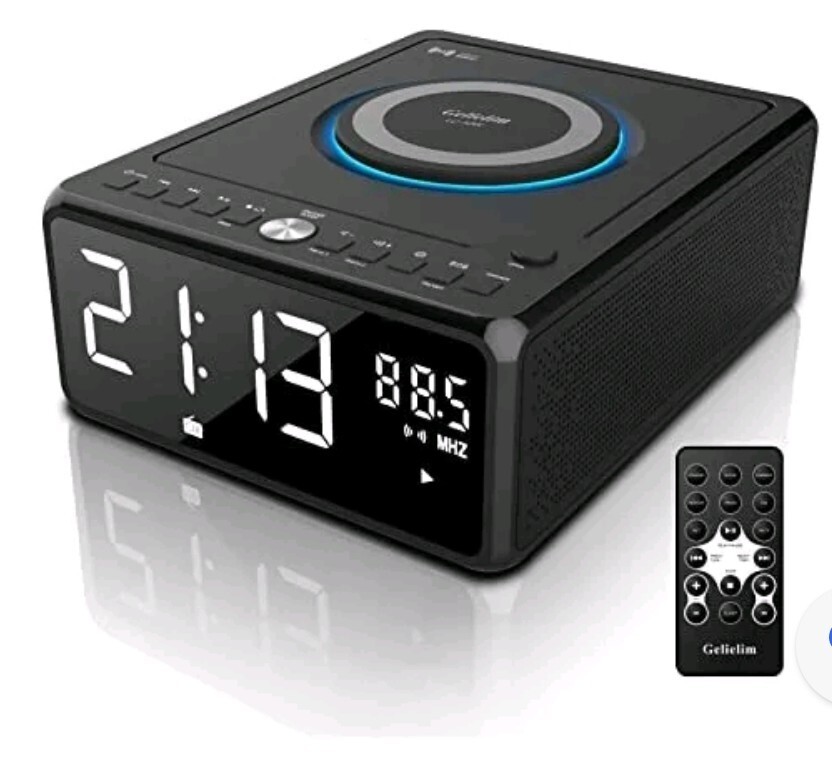 Gelielim CD Clock Radio, CD Player Boombox with Remote, Dual Alarm Clock & More