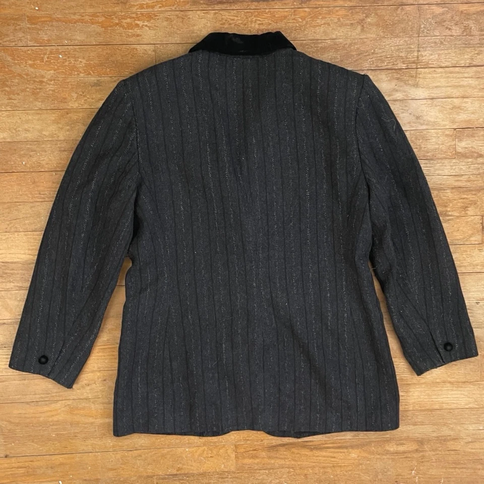 Vintage Wool Blend Suit Set Womens Size Large 1990s Striped Jacket & Pants Gray - Image 4 of 4