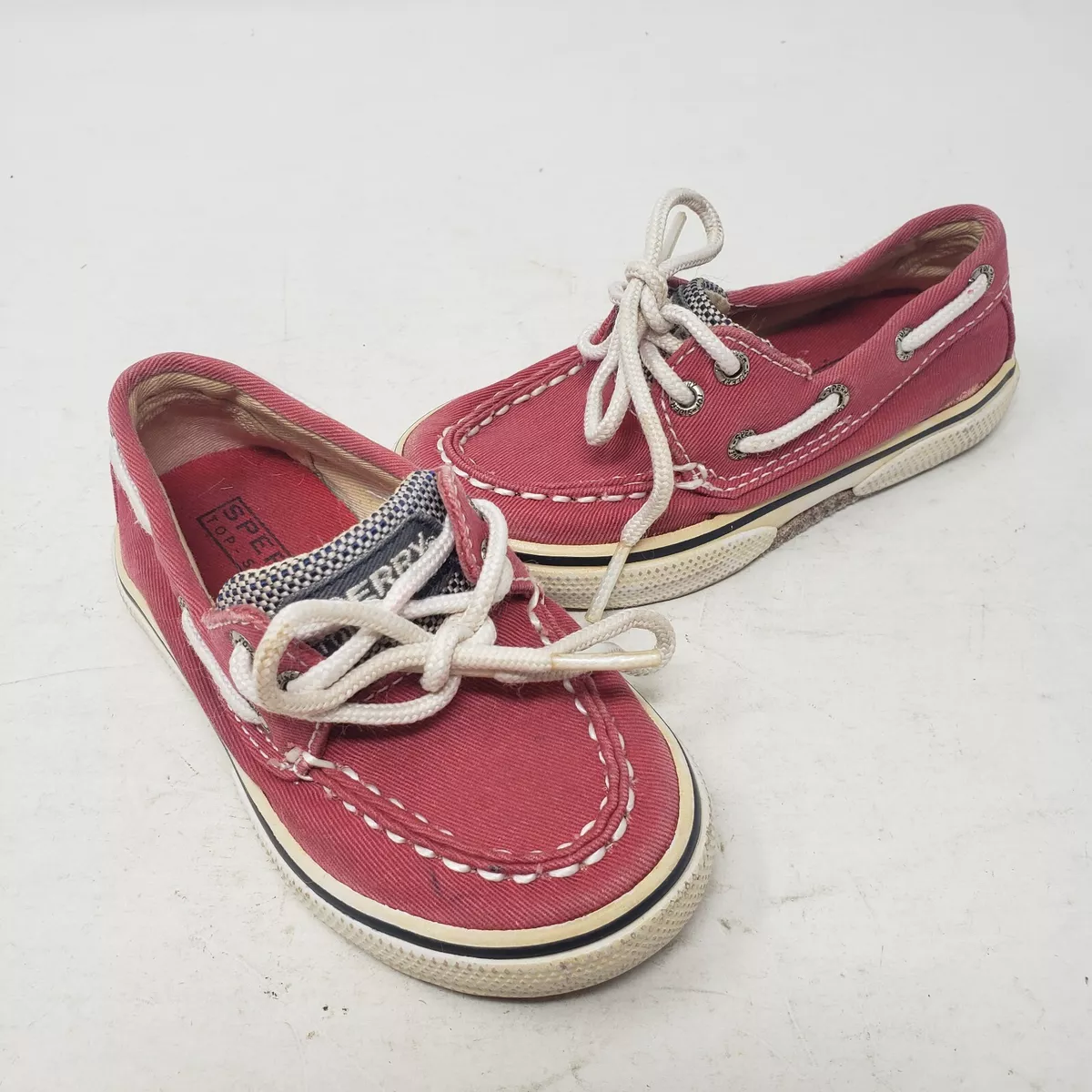 Sperry Top Siders Red Canvas Boat Shoes Lace Up Tie Toddler Boys