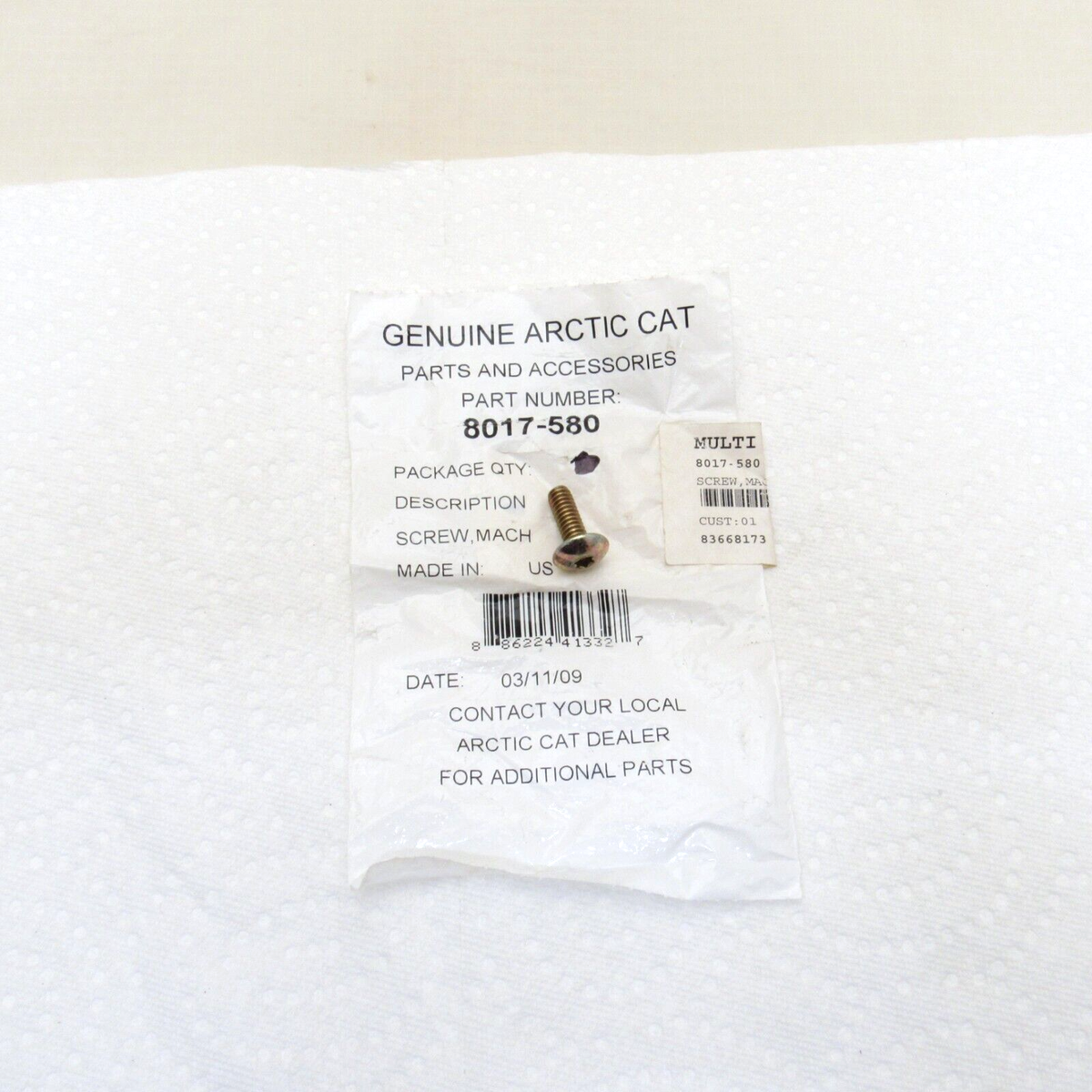 Arctic Cat Snowmobile OEM 1/4-20x.75 Machine Screw 8017-580 | eBay