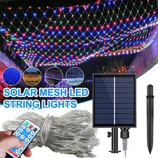 Solar LED Net Mesh Lights Fairy String Curtain Lamp Christmas Wedding Xmas Party