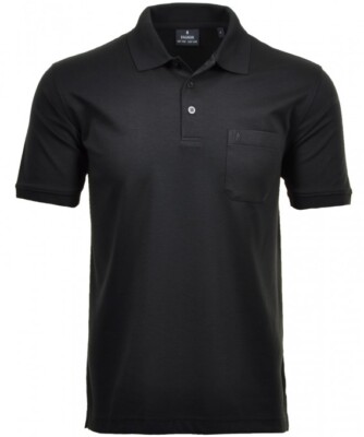 Ragman Herren Poloshirt Softknit Kurzarm schwarz Regular Fit 540391