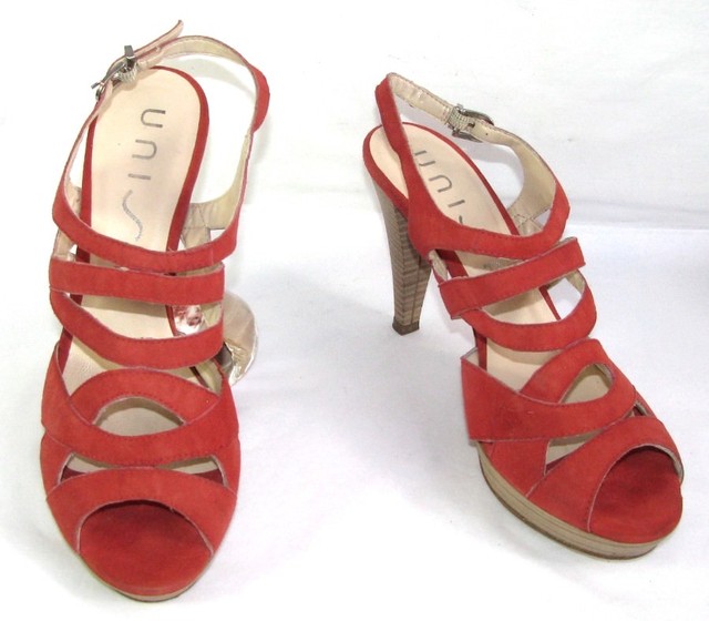Unisa - Sandals Heels 4 5/16in + Plateau Leather Red Velvet 40 - Very Good Mint | eBay