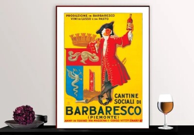 Cantini Sociali di Barbaresco Vintage Food&Drink Poster.Beverages Art,Gift Idea