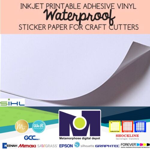 SIHL Inkjet Printable Vinyl Sticker Paper GLOSSY  10 Sheets, 8.5"x11" Waterproof - Afbeelding 1 van 10