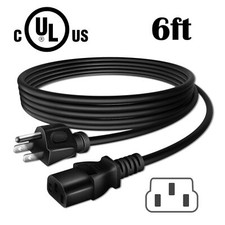PwrON 6FT UL Power Cord Cable For Lenovo 32 C32q-20 25 G25-10 computer monitor