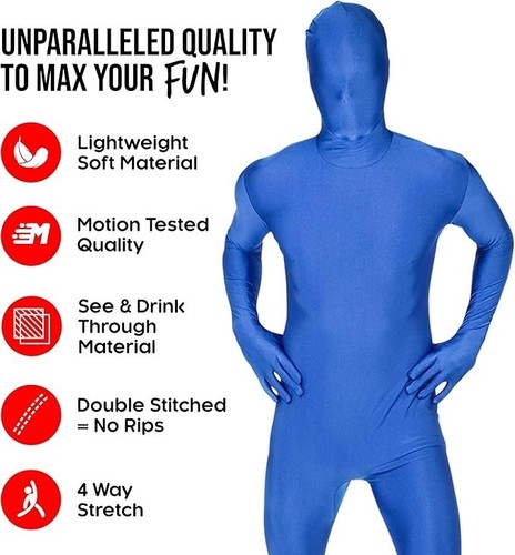 Erwachsene MSUIT Morphsuit Blau Second Skin Body Suit Halloween Kostüm M - XXL - Bild 2 von 5
