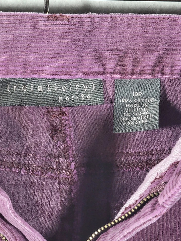 Pantalones de carpintero Relativity talla 10P púrpura pana pierna recta para mujer usados en excelente estado Foto 2 de 4