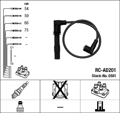 0501 NGK Ignition Cable Kit for AUDI,SKODA,VW