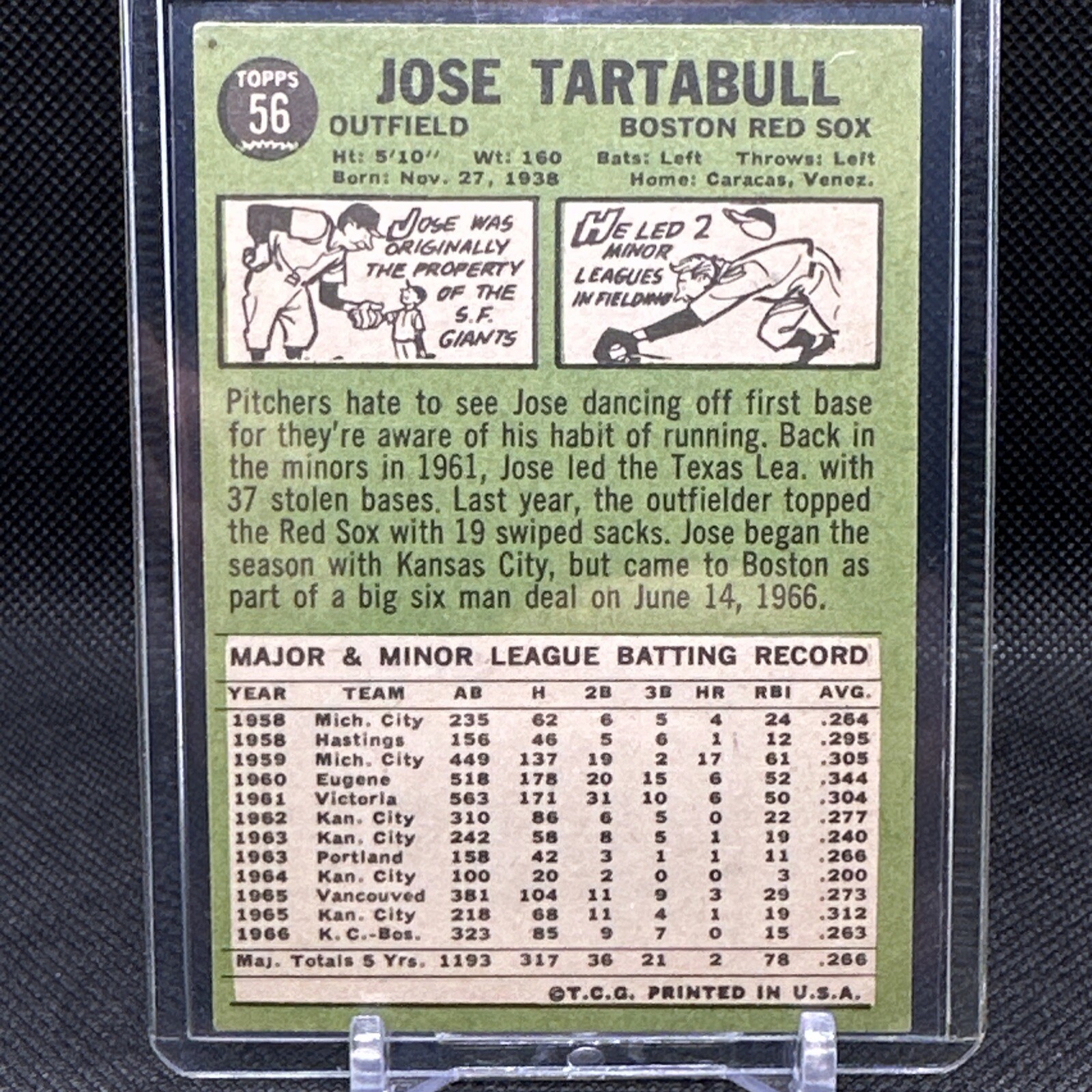 1967 Topps Card 56 Jose Tartabull Boston Red Sox eBay