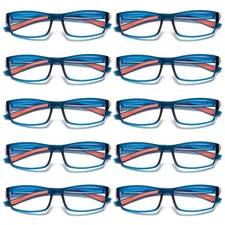 10 PK Mens Unisex Blue Light Blocking Reading Glasses Black Blue Frame Readers