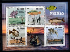 SaoTomè-et-Prìncipe 2009 Mi. 4043-46 Mini Feuille 100% Neuf ** Poissons,Pêcheurs
