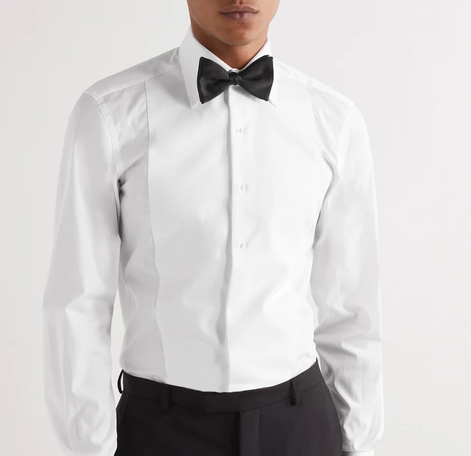 Auténtica Camisa TOM FORD Esmoquin Popelina Calce Clásico Blanca 46/18 Reino Unido £720 Nueva Foto 3 de 4