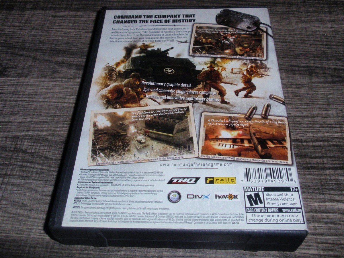 Company Of Heroes PC DVD-ROM Relic THQ 2006 original game for Windows  Vista/XP