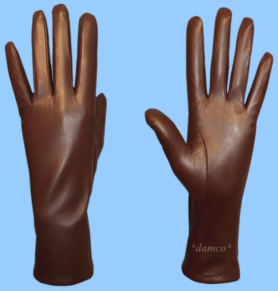 NEW WOMENS size 8.5 or 2XL GENUINE BROWN KID LEATHER CASHMERE LINED GLOVES