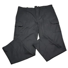 Red Kap Pants Mens 48x34 Black Plain Straight Leg Flat Front Cargo Work Pants