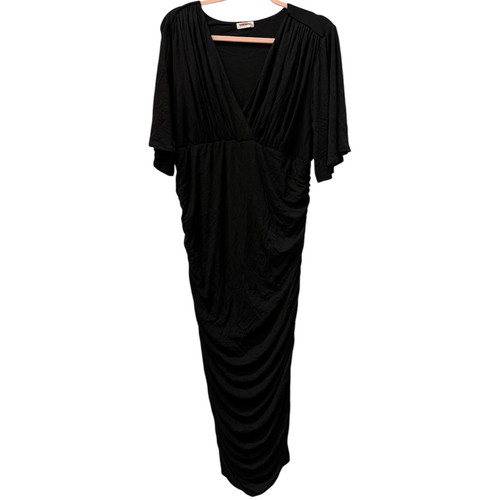 Kiyonna Black Solid Patterned Maxi Dress With 3/4 Sleeve Size 2X - Picture 1 of 4