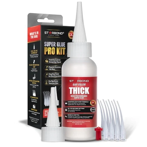 Starbond 2 oz Thick Super Glue Pro Kit - Premium Gap-Filler CA Glue - , 2000 cPs