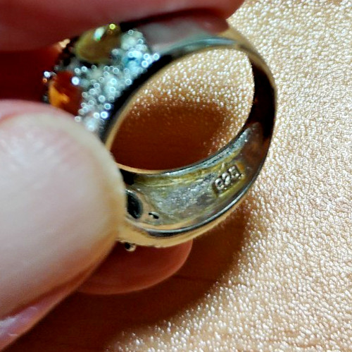 925 Sterling Silver Ring Multiple Multicolored Ge… - image 7