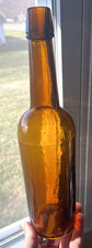 NICE AMBER CYLINDER WHISKEY BOTTLE DYOTTVILLE GLASS WORKS 1870'S ERA CLEAN L@@K