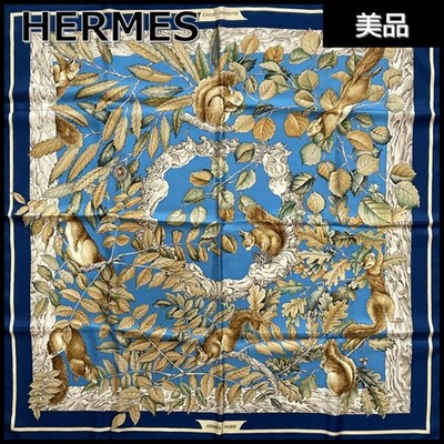 HERMES Scarf Casse Noisette 90cm Silk Light Blue Nutcracker EXC