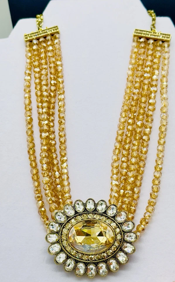 Heidi Daus DAZZLING DELIGHT 香槟水晶项链项圈天鹅绒小袋   — 第 3/4 张图片