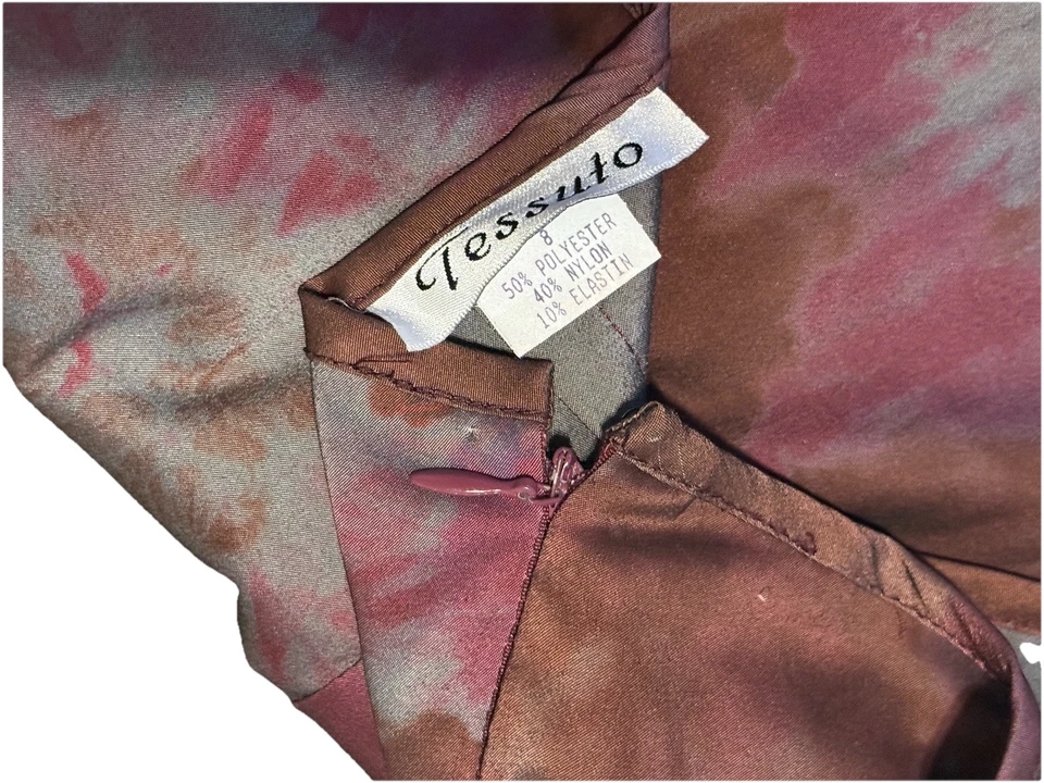 Tessuto Vintage 90s Fringe Pencil Skirt Sz 8 Brown Purple Y2K Knee Length Boho - Image 2 of 4