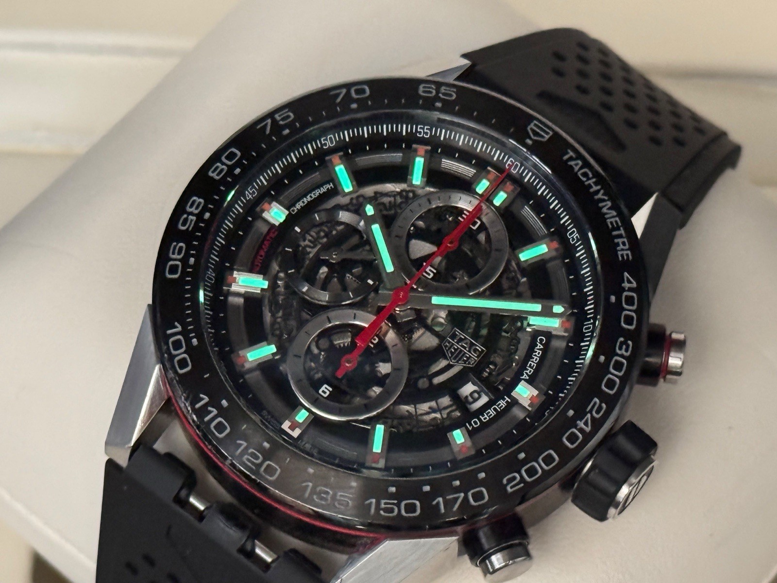 Tag Heuer Carrera Auto Chronograph Skeleton Watch 45mm CAR2A1Z, Calibre 01+ FULL