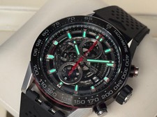 Tag Heuer Carrera Auto Chronograph Skeleton Watch 45mm CAR2A1Z, Calibre 01+ FULL