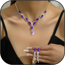 Bridal Wedding Jewelry Sets for Brides Bridesmaid Formal Rhinestone Necklace and