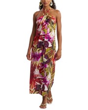 Natori Rainforest Cotton Maxi Halter Dress Women's Multicolor S