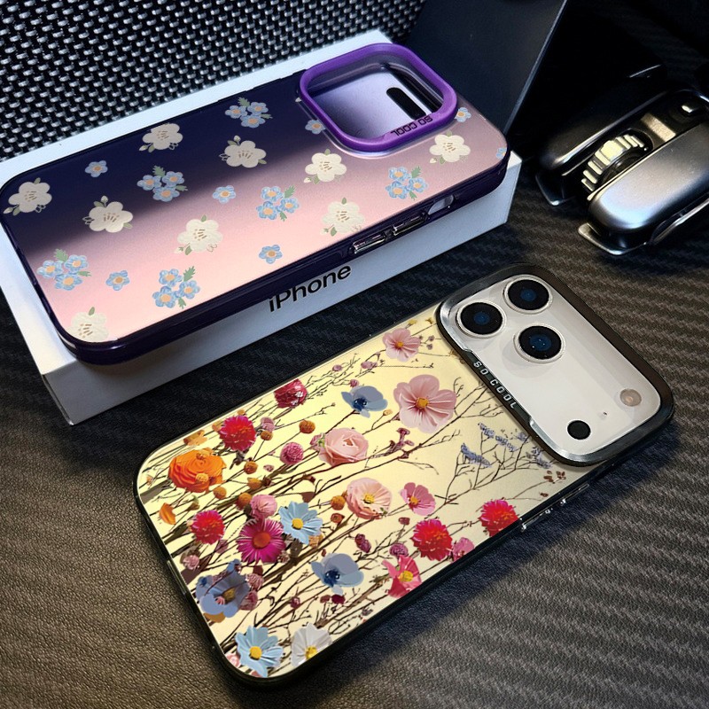 Handyhülle Für iPhone 17 16 Pro Max 15 14 13 12 11 XR Stoßdichte Blume IMD Case
