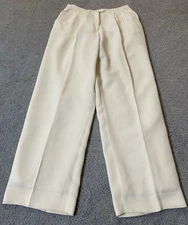 Vtg 80s Atrium Pleated Dress Pants Womens Sz 8 Ivory Straight Leg Career Classic