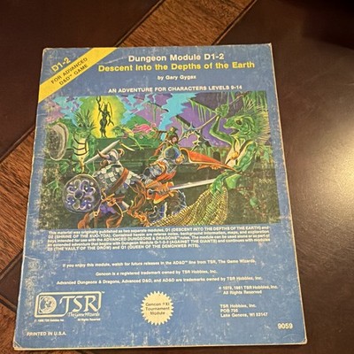 TSR AD&D Dungeon Module D1-2 Descent Into the Depths of the Earth 9059 w/ Map
