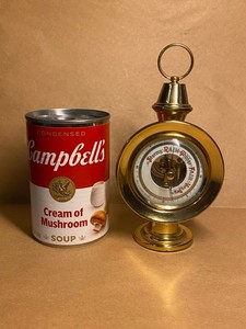 Vintage Polished Brass West Germany Barometer Top Desk