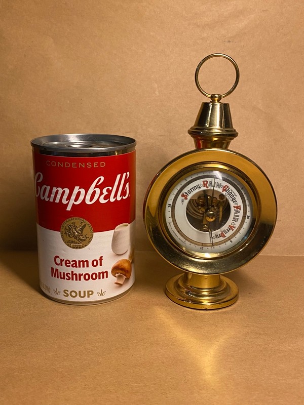 Vintage Polished Brass West Germany Barometer Top Desk
