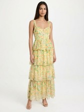 NWT ASTR THE LABEL Tiered Midsummer Maxi Dress in Yellow Mint Floral Sz Small
