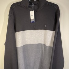 NWT Izod 1/4 Zip Pullover Sweatshirt Black Gray Colorblock Advantage Perf. MenXL