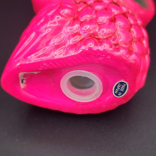 Vintage Hot Pink Retro Owl MCM Japan Salt Pepper Shakers Magenta Bird Kitsch Art - Picture 18 of 19
