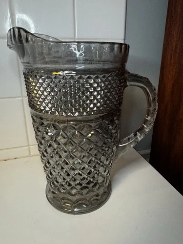 Vintage Smokey Grey Iridescent 64 Oz Pitcher Wexford by ANCHOR HOCKING 1935