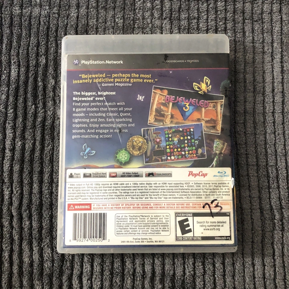 Bejeweled 3 (Sony PlayStation 3, 2011) CIB - Image 4 of 4
