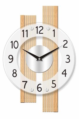 AMS -Wanduhr Buche Massivholz Funk 41cm- 5874 Moderne Wanduhr mit Funkwerk, Funk