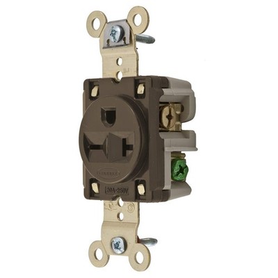 Hubbell HBL5461 20A 250V 2P3W Flush Receptacle Brown