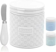 Ceramic Butter Crock French Dish for Spreadable Soft Keeper for Counter With Lid