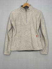 The North Face Quarter Zip Fleece Pullover Jacket Womens Beige Raglan Sleeve M