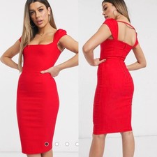 ASOS Vesper Bodycon Red Midi Dress SIZE 4 Orig $108