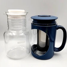 Cold Brew Maker Bundle - Primula Burke 1.6 Qt (Blue) + Toddy Glass Decanter/Lid