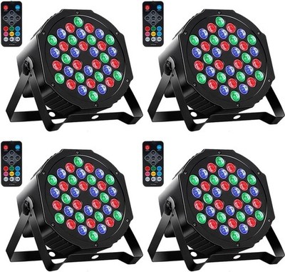 4pc 36 Led Rgb Stage Lighting Par Light Dmx Beam Party Dj Disco Light W/ Remote